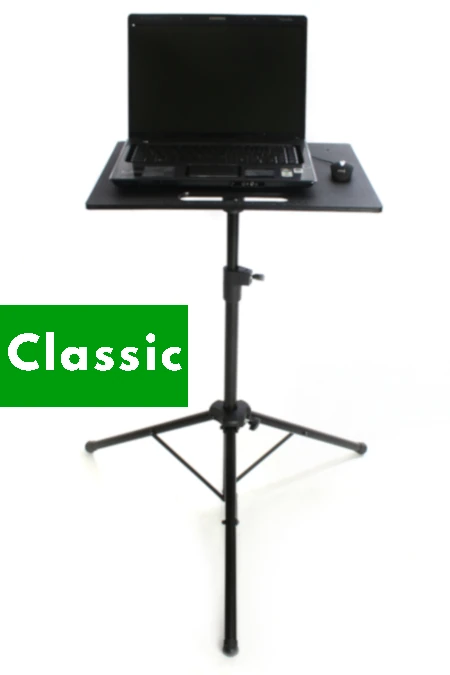 Classic Laptop tripod stand from AllSportSystems perfect height range for sitting or standing.