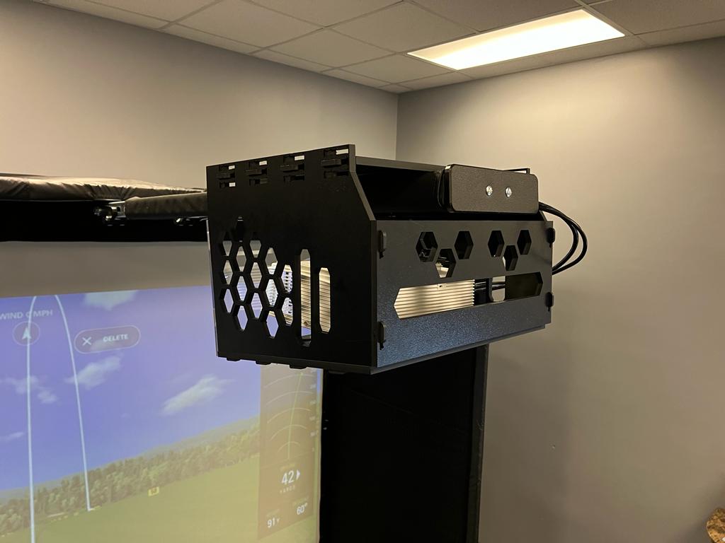 Projector-Shield™ Protective Cage for Ceiling Mounted Golf Simulator Projectors 