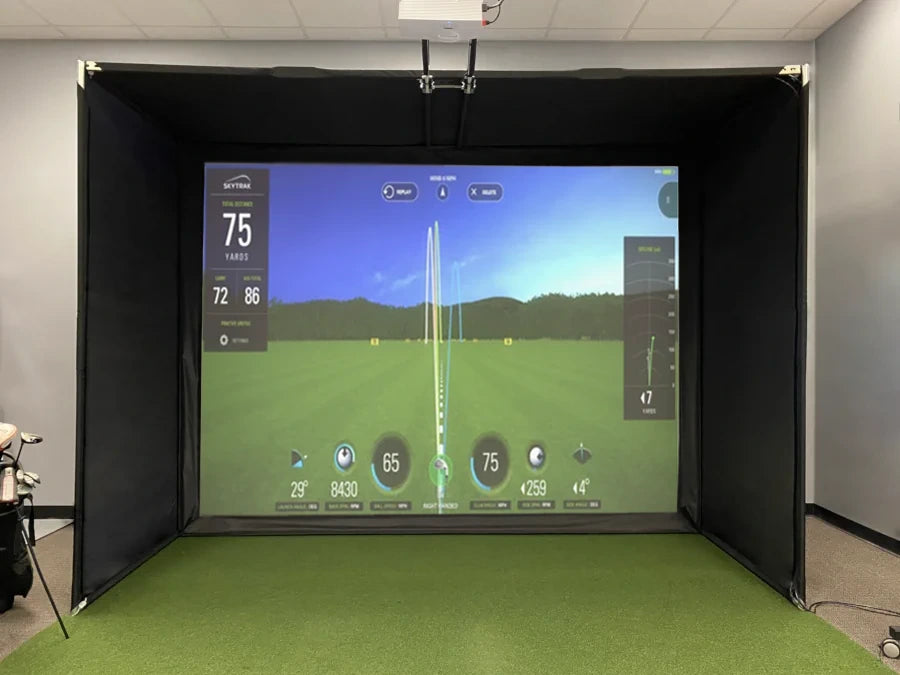 low cost golf simulator hitting enclosure projector mount