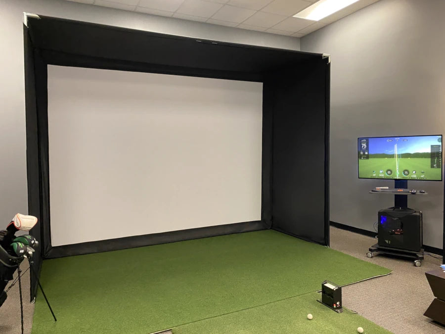 Custom golf simulator hitting screen