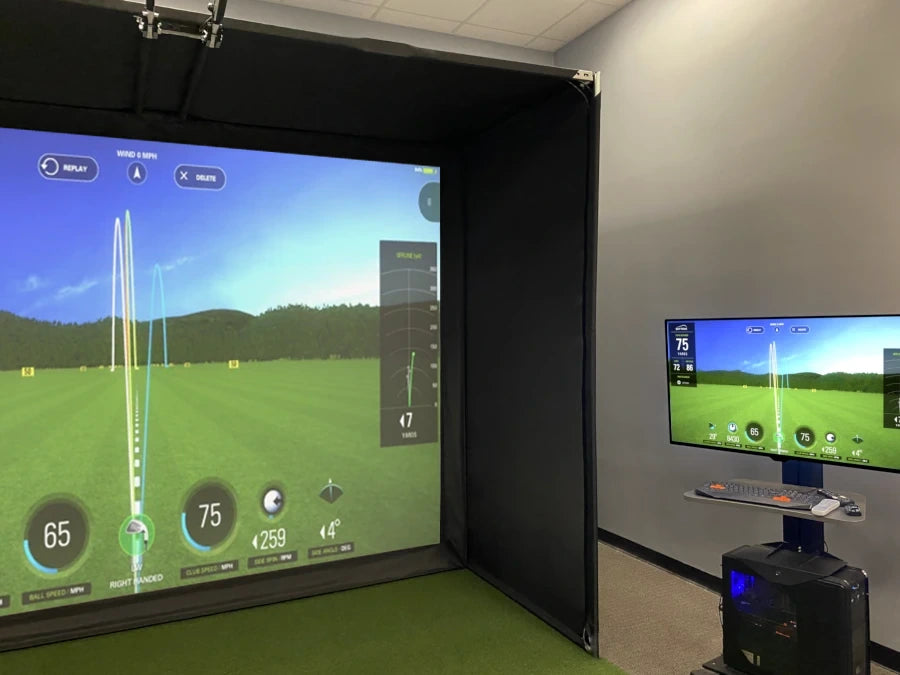 Compare Carl's DIY to indoor golf hitting bay