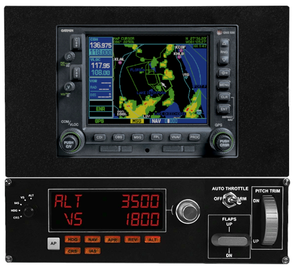 Home Flight Simulator Dash with RealSimGear GNS530 GPS and Logitech Radio Autopilot MultiPanel Switch Panel