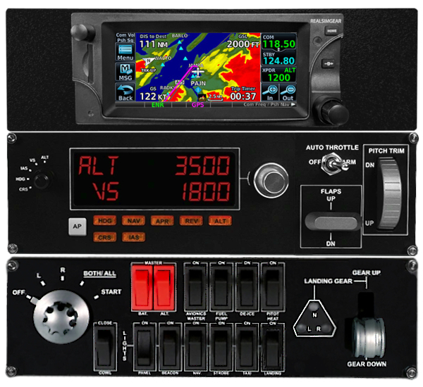 Home Flight Simulator Dash with RealSimGear GTN650 GPS and Logitech Radio Autopilot MultiPanel Switch Panel
