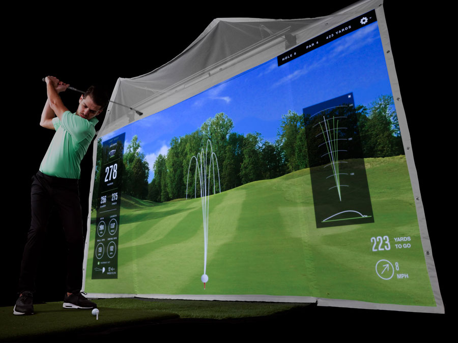 Home retractable golf simulator enclosure