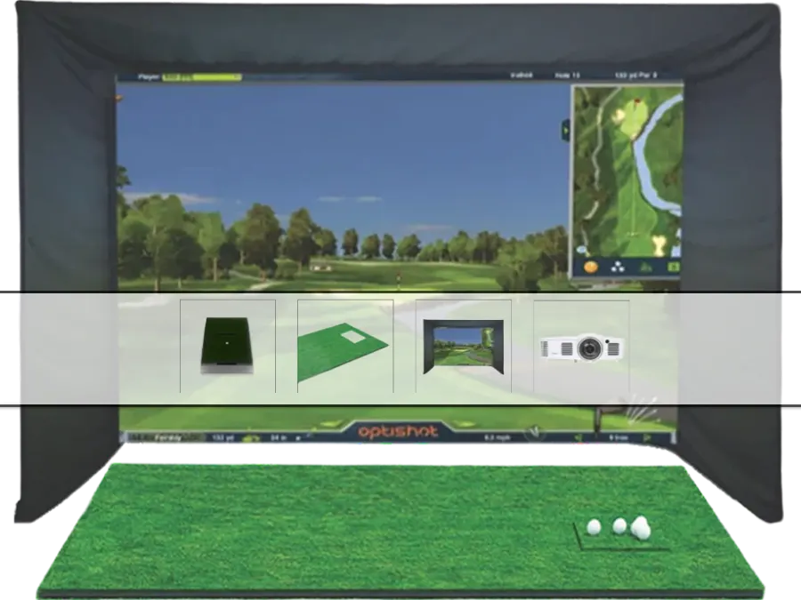 Affordable Optishot2 Golf-In-A-Box home golf simulator packages with everything you need.