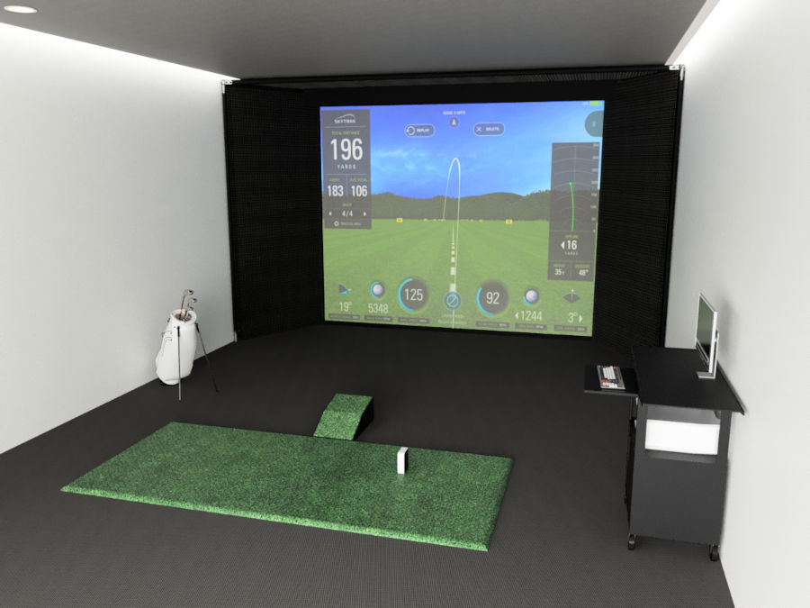 High Definition home indoor golf hitting bay